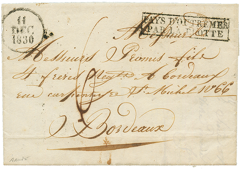 1830 Cachet Rare PAYS D'OUTREMER/PAR LA FLOTTE Sur Lettre Avec Texte De POINTE A PITRE. TTB. - Altri - America