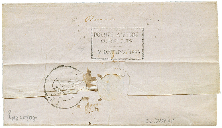 1837 FRANCHE (JAMET N°10 = Indice 7) + Cachet Encadré POINTE A PITRE/GUADELOUPE/2 DECEMBRE 1836 Sur Lettre(ss Texte) Pou - Altri - America