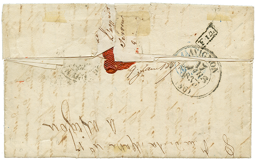 BASSE TERRE : 1837 PORT PAYE/Bsse Tre/GUADELOUPE Encadré (Lenain 8) Sur Lettre Pour PARIS. TB. - Altri - America