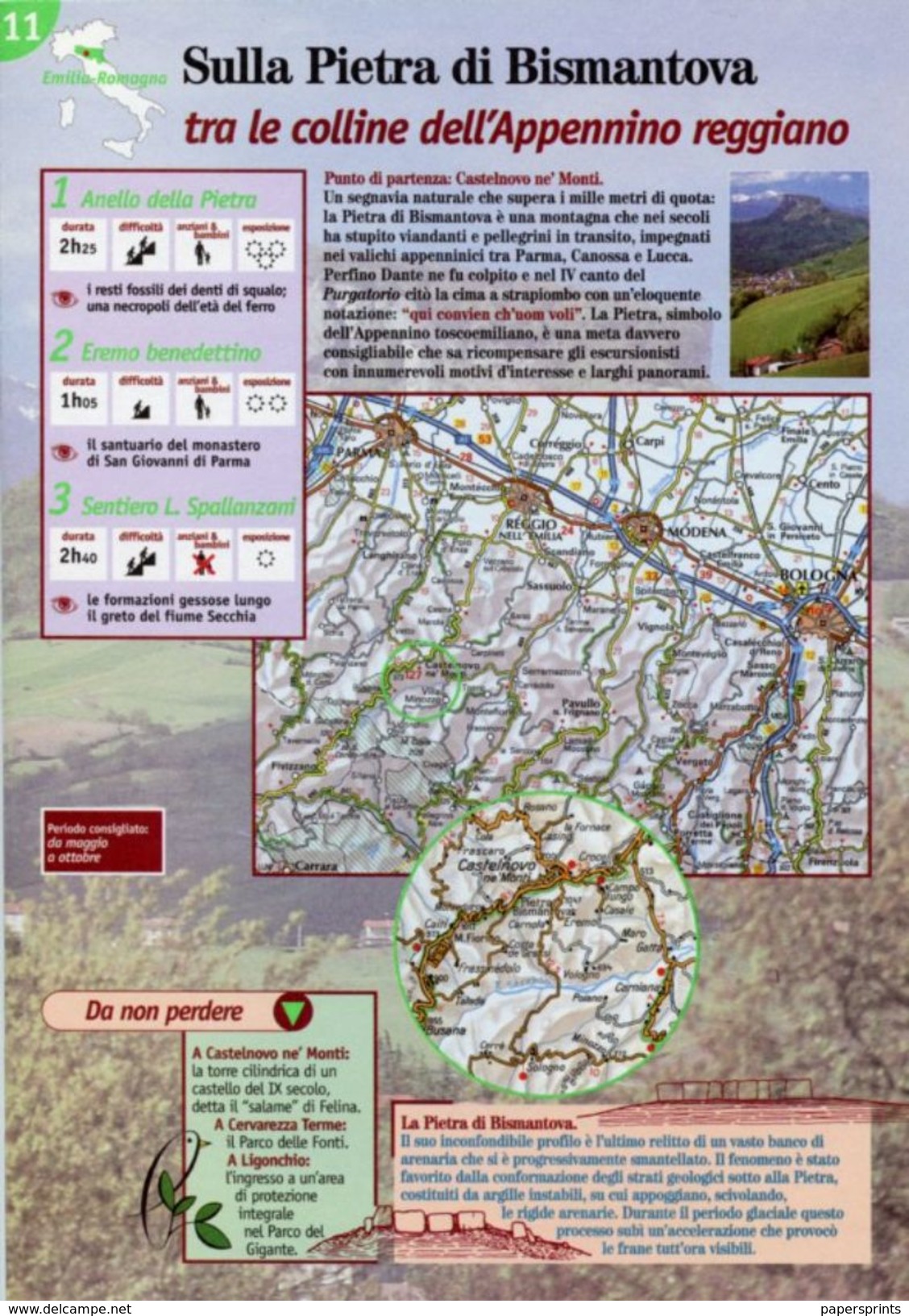 Emilia Romagna - Depliant SENTIERI DEL TOURING, SULLA PIETRA DI BISMANTOVA TRA LE COLLINE DELL'APPENNINO... - Sent-tou - Dépliants Turistici