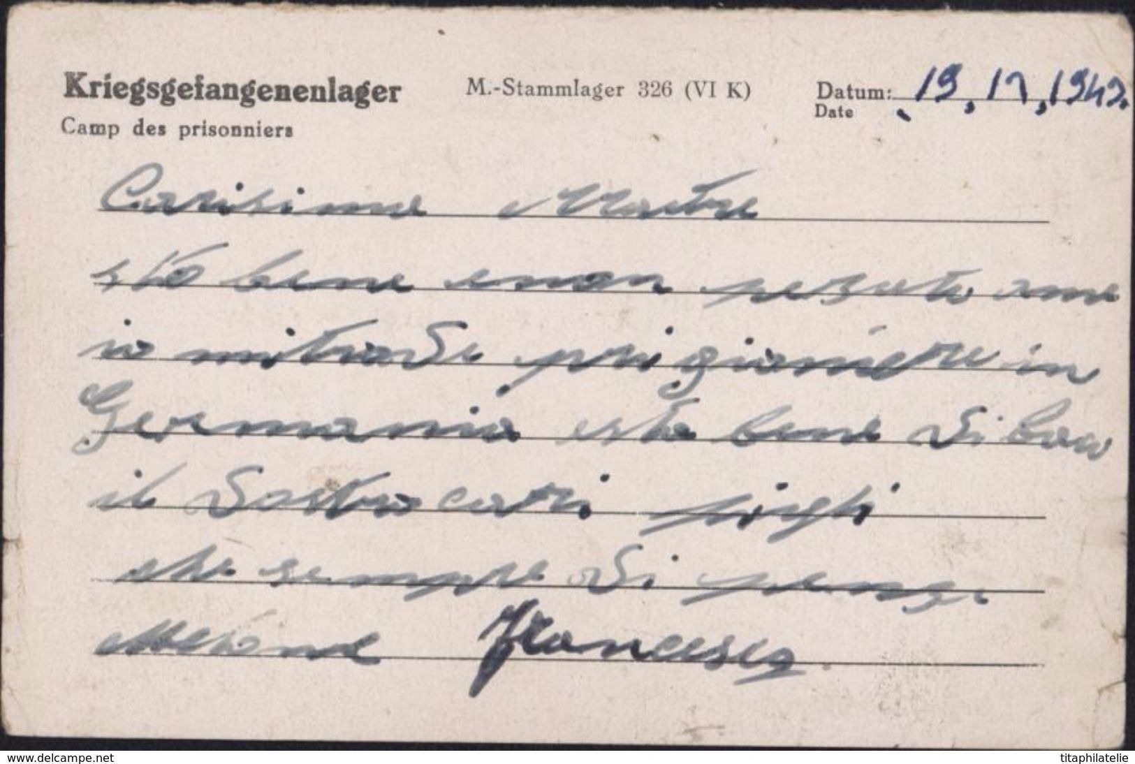 Stalag VI K Camp Représaille Guerre 39 Zweite Wältchrieg Prisonnier Disciplinaire Série 300 326 Hövelhof über Paderborn - Briefe U. Dokumente