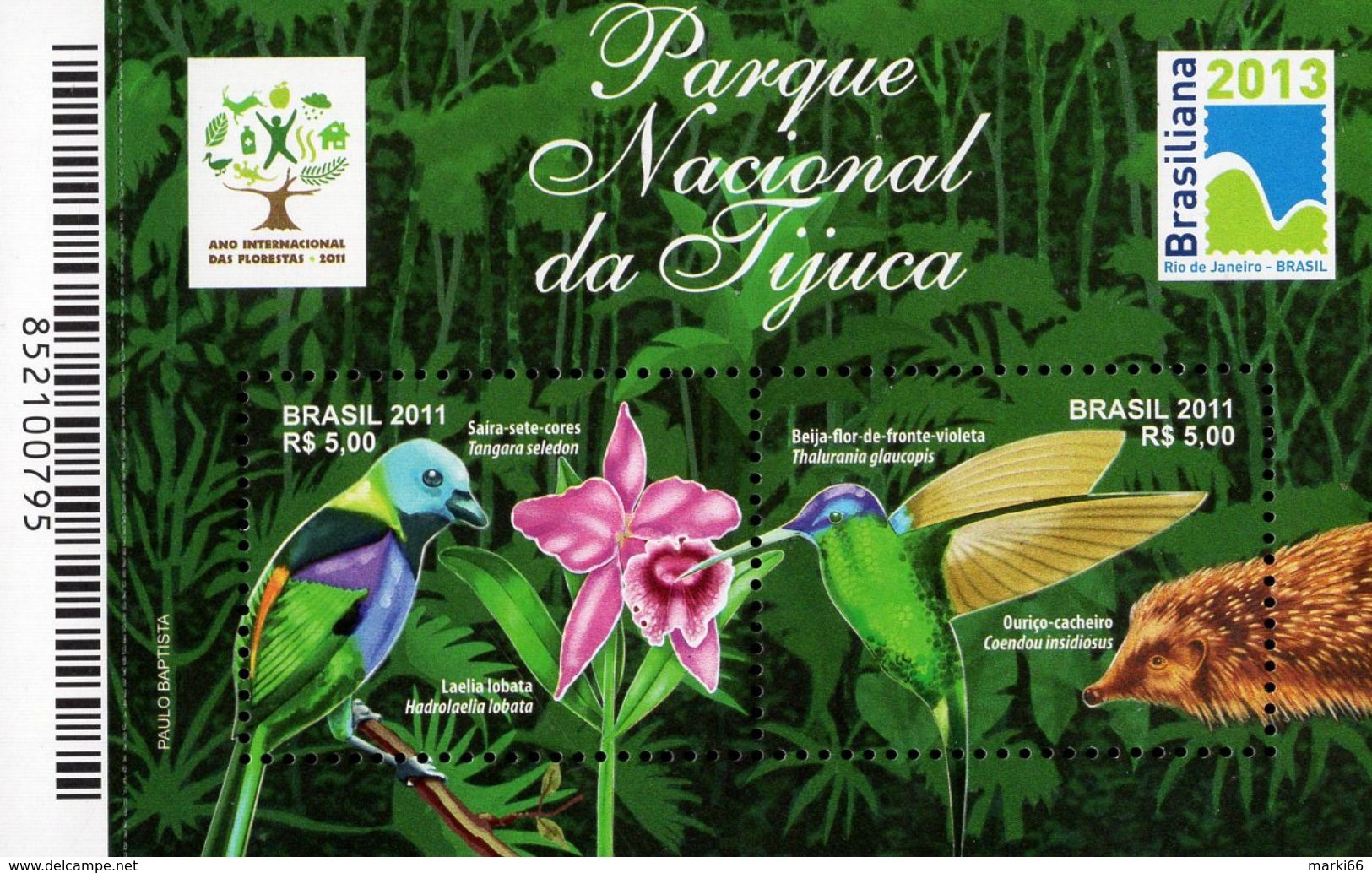 Brazil - 2011 - Tijuca National Park -  Mint Souvenir Sheet - Ongebruikt