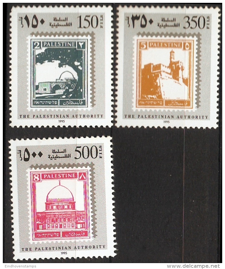 Palestine 1995 Mandate Stamps Series 3 Values MNH Rachels' Tomb Bethlehem, Citadel Of Jerusalem, Dome Of The Rock - Stamps On Stamps