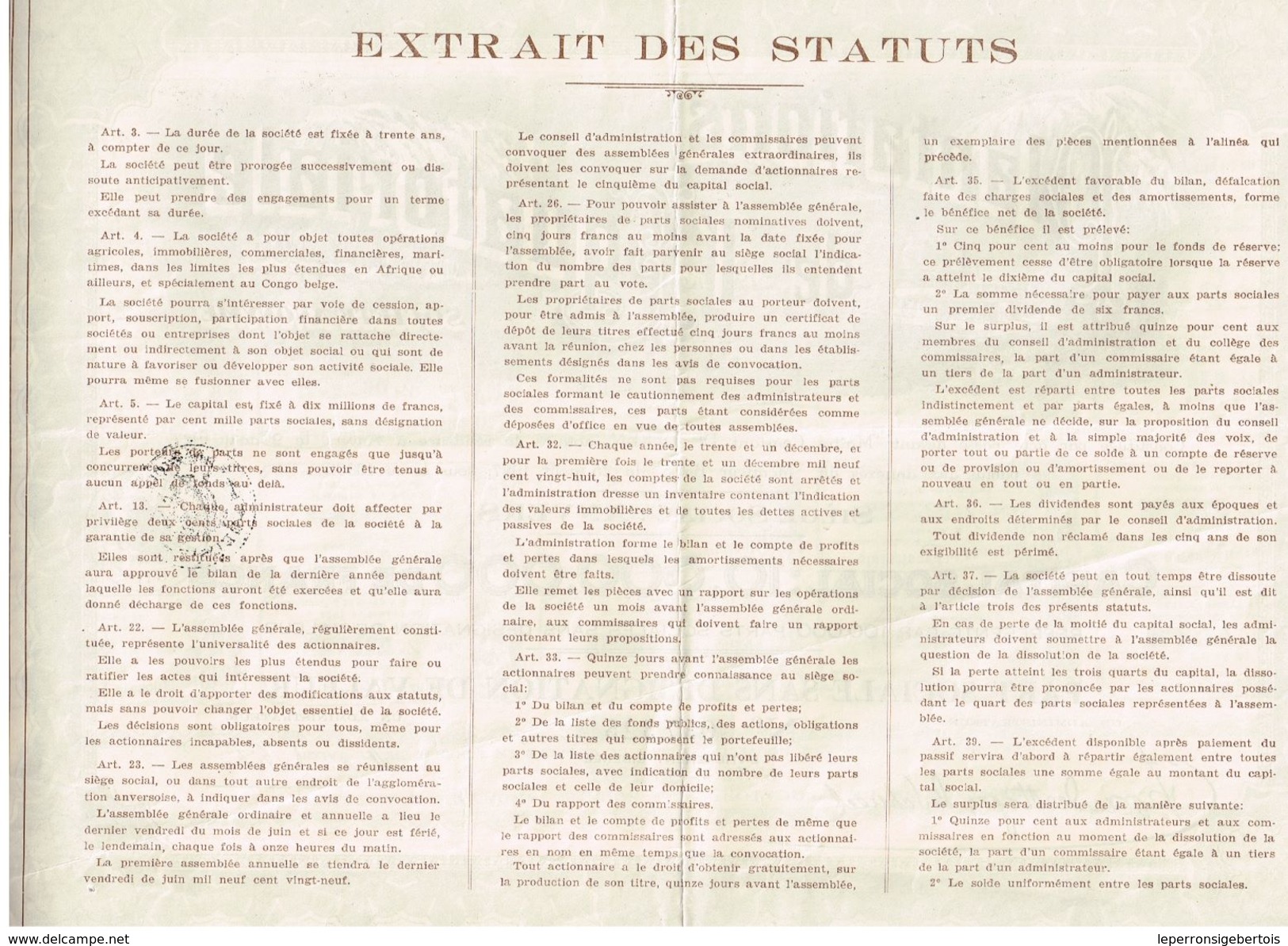 Action Ancienne - Plantations De L' Equatoriale - Titre De 1927 - Afrique