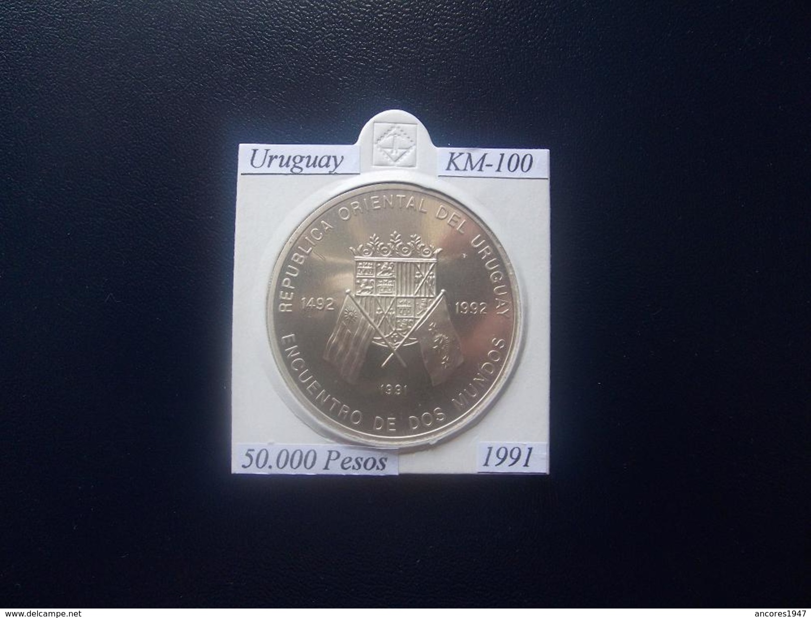 URUGUIAY 1991, 50.000 PESOS, KM-100, SILVER, PROOF-SC - Uruguay