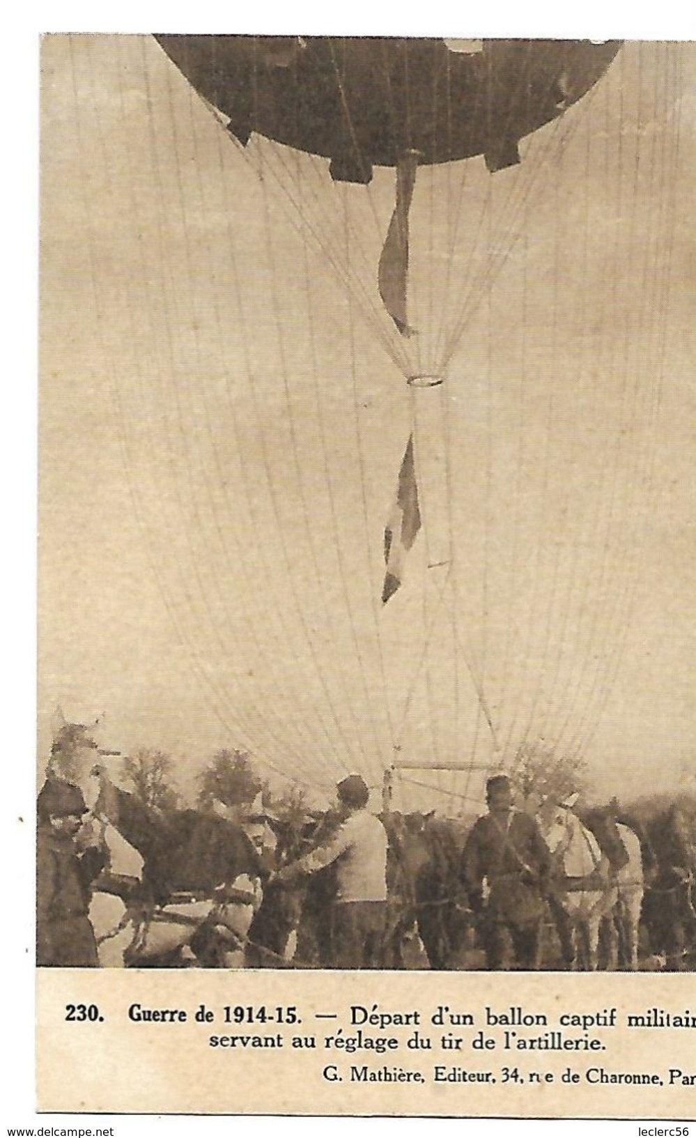 CPA 1916 WW1 DEPART D'UN BALLON CAPTIF MILITAIRE SERVANT AU REGLAGE DE L'ARTILLERIE - Montgolfières