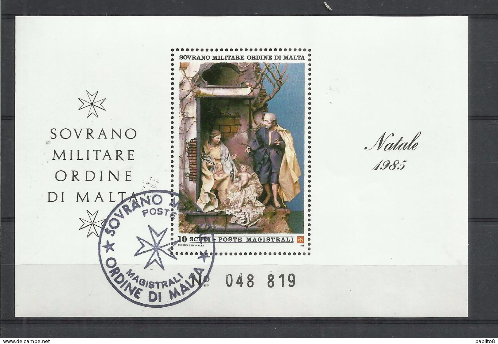 SMOM SOVRANO ORDINE MILITARE DI MALTA 1985 NATALE CHRISTMAS NOEL WEIHNACHTEN BLOCCO FOGLIETTO BLOCK SHEET USATO USED - Malta (Orden Von)