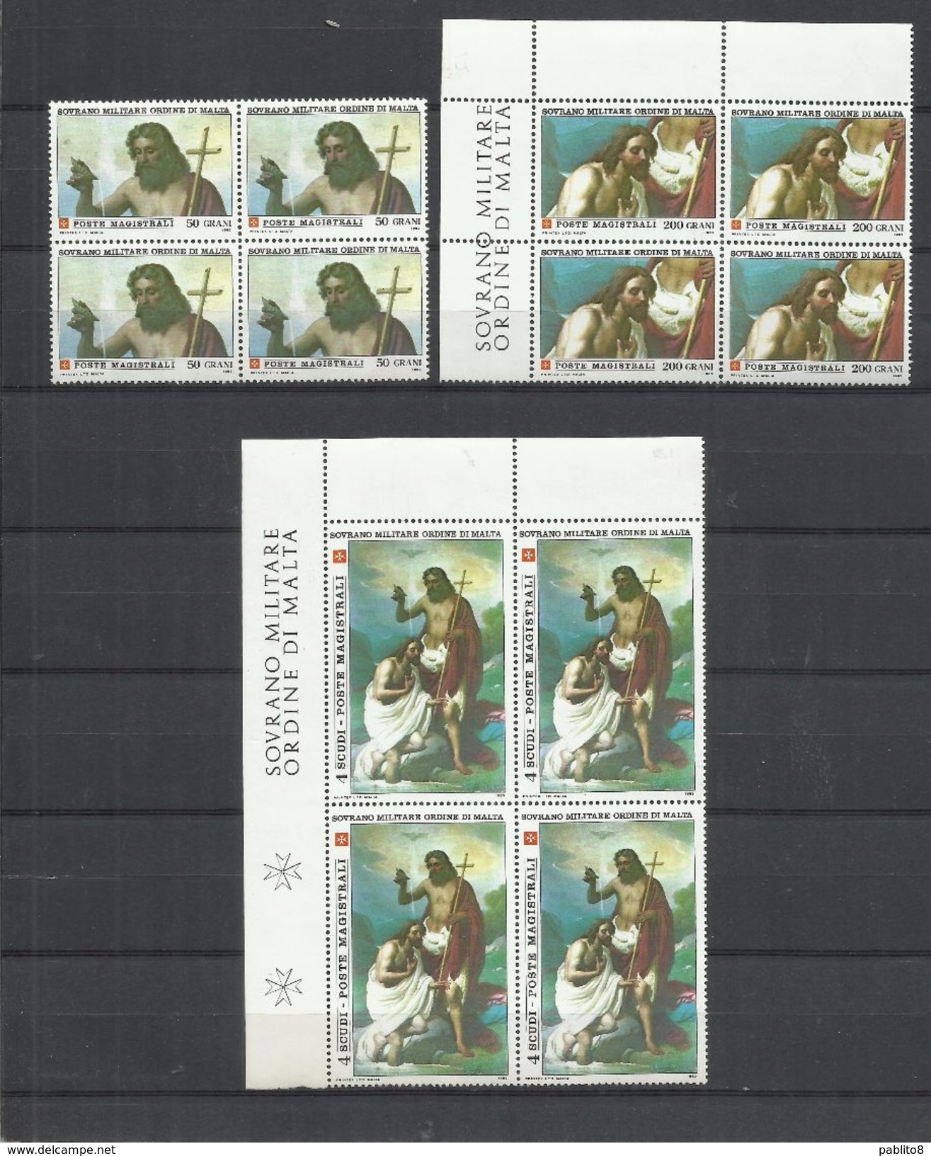 SMOM SOVRANO ORDINE MILITARE DI MALTA 1983 SAN GIOVANNI BATTISTA SERIE COMPLETA COMPLETE SET QUARTINA BLOCK MNH - Malte (Ordre De)