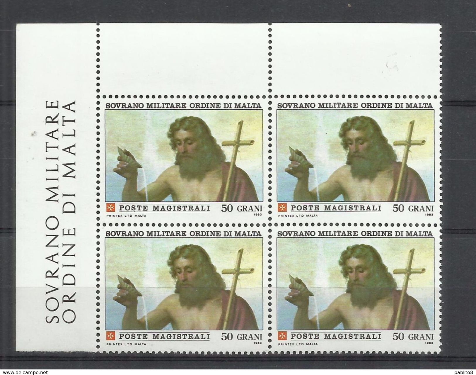 SMOM SOVRANO ORDINE MILITARE DI MALTA 1983 SAN GIOVANNI BATTISTA 50g QUARTINA BLOCK MNH - Malte (Ordre De)