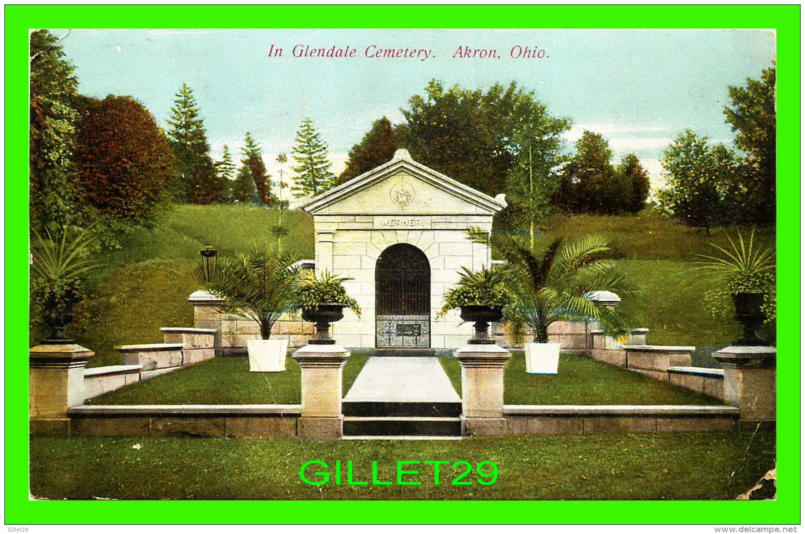 AKRON, OH - IN GLENDALE CEMETERY - TRAVEL IN 1909 - PUB. BY THE WEILER PUBISHING CO - - Akron