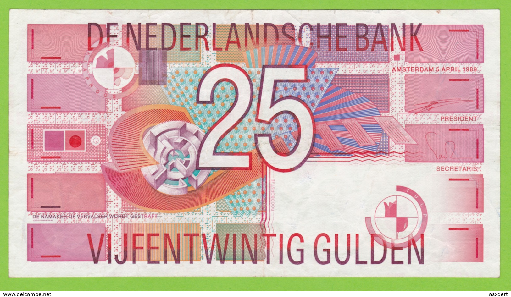 NEDERLAND 25 GULDEN  - 5-4-1989 - 25 Gulden