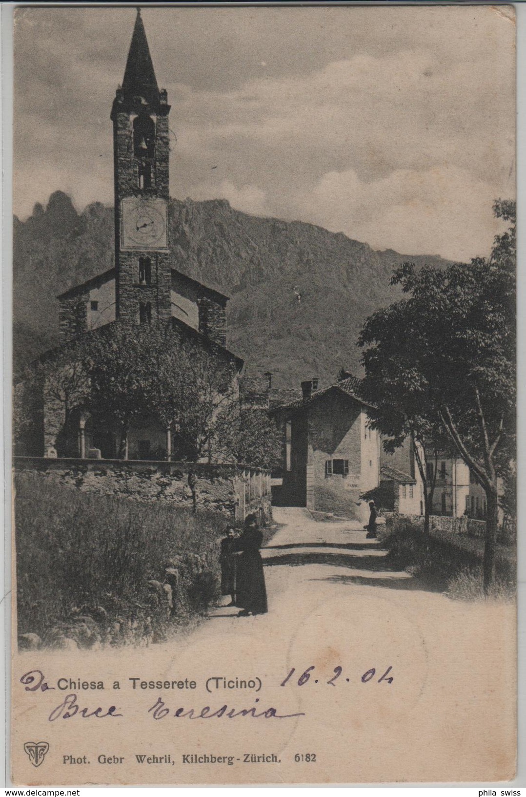 Chiesa A Tesserete (Ticino) Animee - Photo: Wehrli - Autres & Non Classés