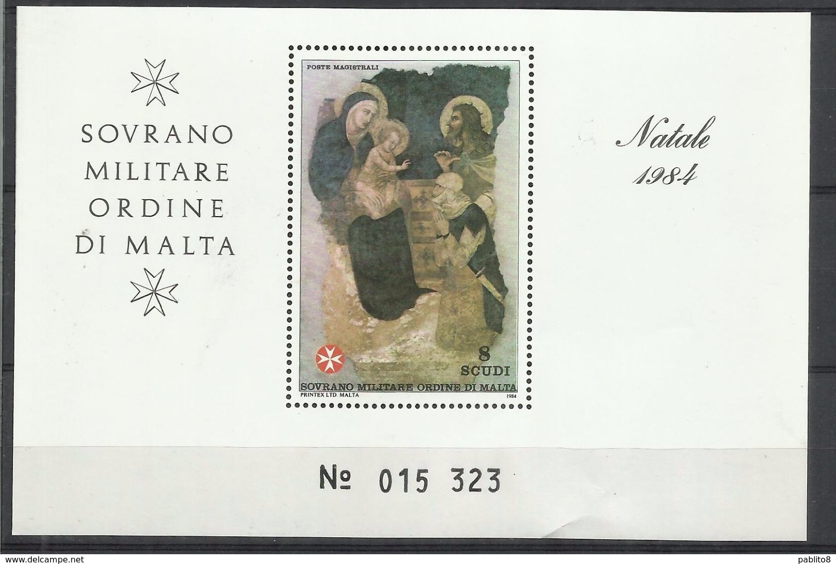 SMOM SOVRANO ORDINE MILITARE DI MALTA 1984 NATALE CHRISTMAS NOEL WEIHNACHTEN NAVIDAD BLOCK SHEET BLOCCO FOGLIETTO MNH - Malte (Ordre De)