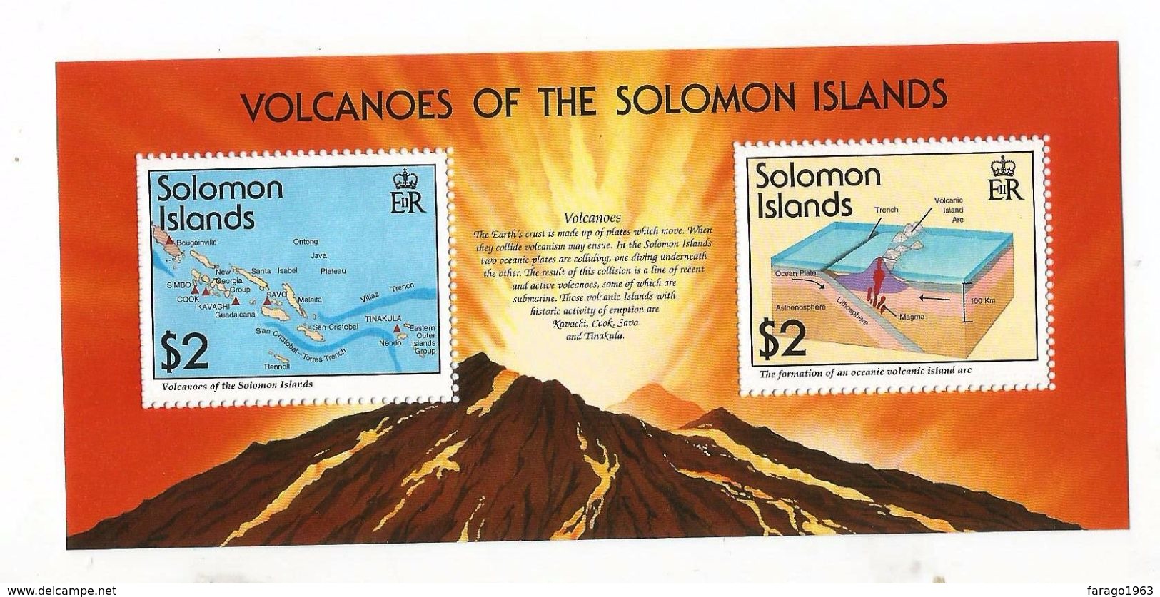1994 Solomon Islands Volcanoes Miniature Sheet Of 2  Complete MNH - Vulcani