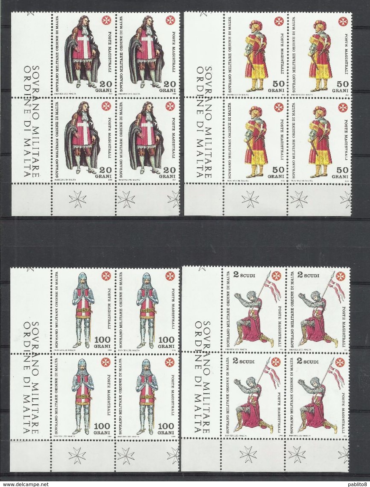 SMOM SOVRANO ORDINE MILITARE DI MALTA 1984 UNIFORMI DELL'ORDINE ORDER UNIFORMS SERIE COMPLETA COMPLETE SET MNH - Malte (Ordre De)