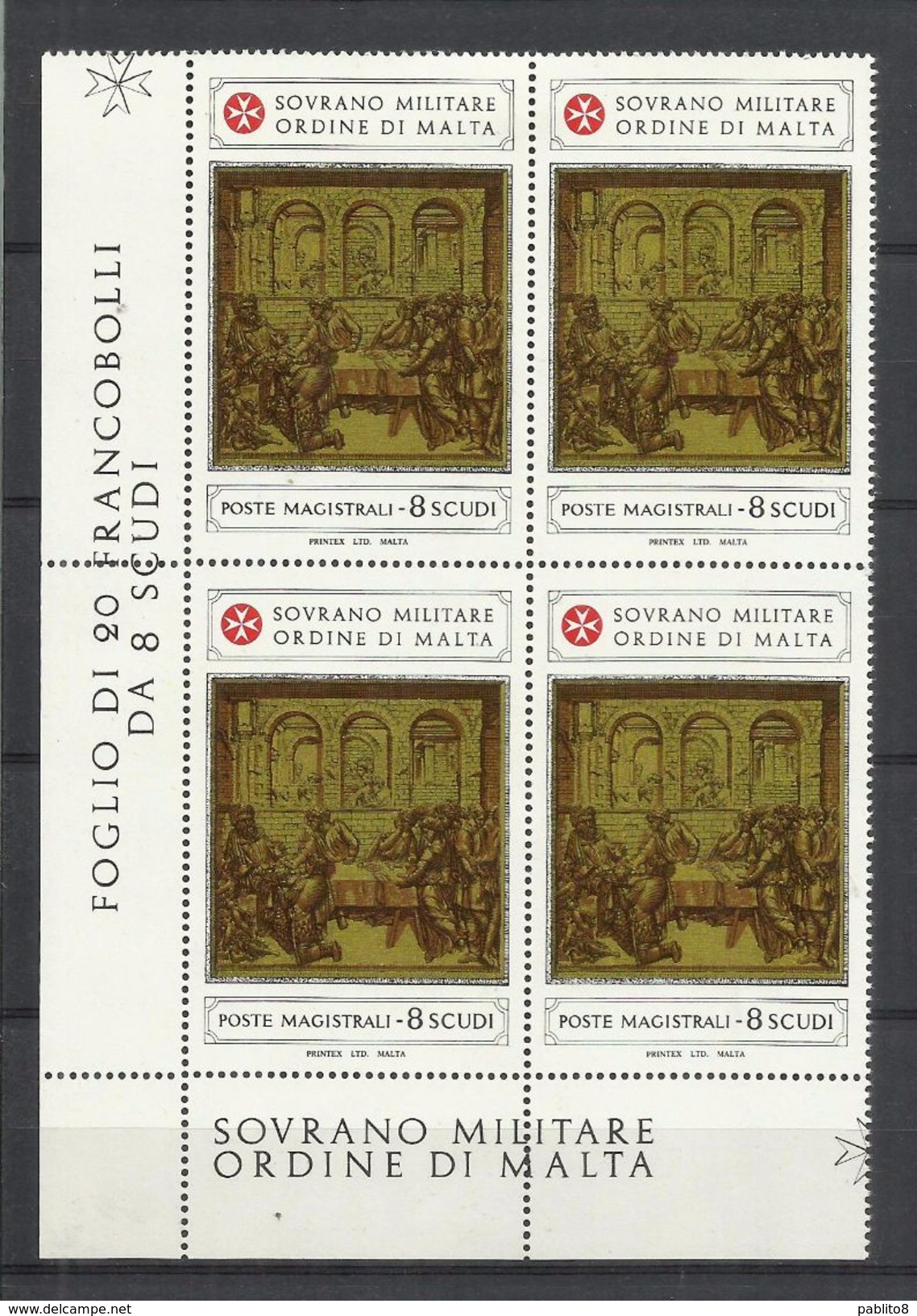 SMOM SOVRANO ORDINE MILITARE DI MALTA 1982 FORMELLE DEL BATTISTERO DELLA CHIESA DI SAN GIOVANNI BATTISTA SIENA 8s MNH - Malte (Ordre De)