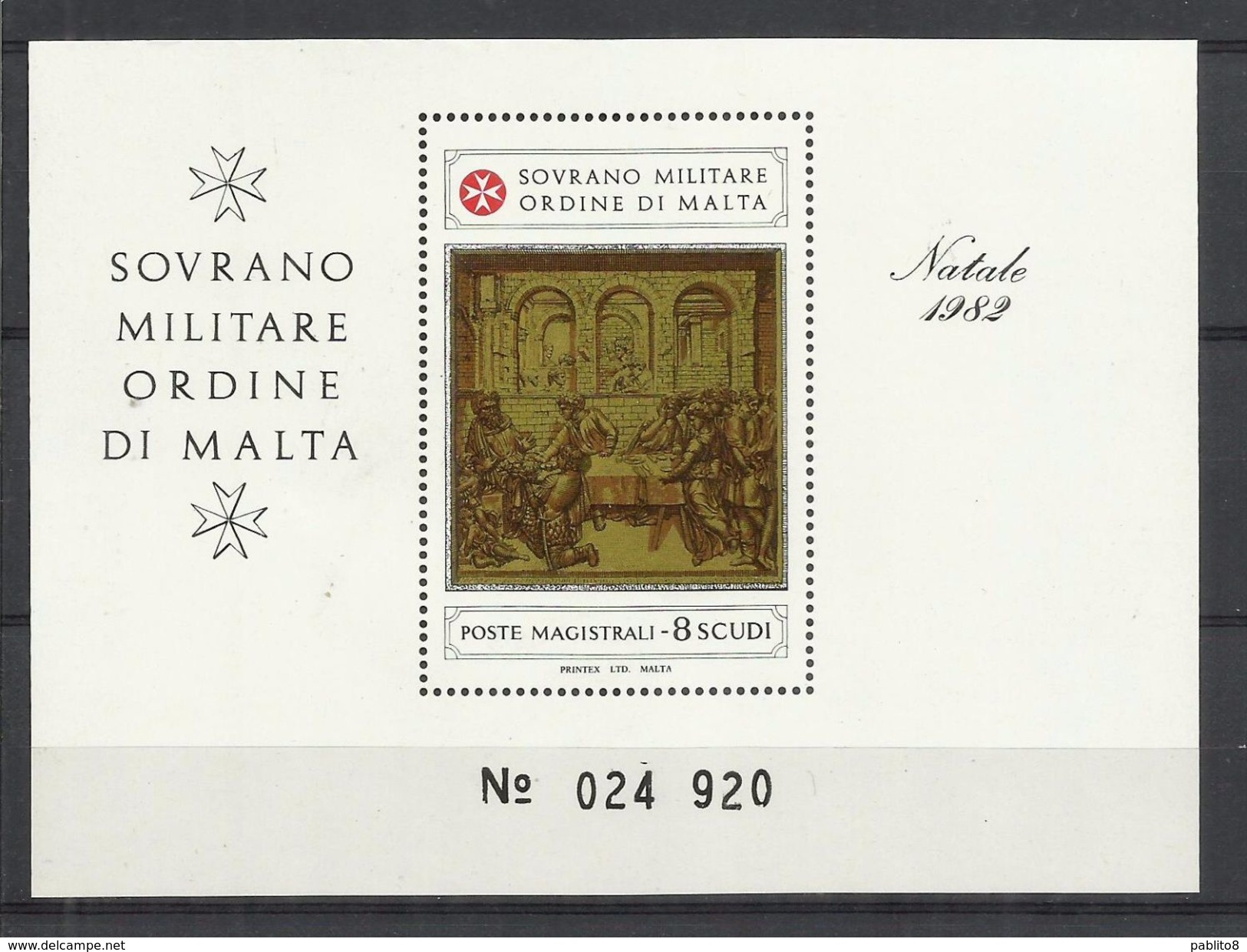 SMOM SOVRANO ORDINE MILITARE DI MALTA 1982 NATALE CHRISTMAS NOEL WEIHNACHTEN NAVIDAD BLOCK SHEET BLOCCO FOGLIETTO MNH - Malte (Ordre De)