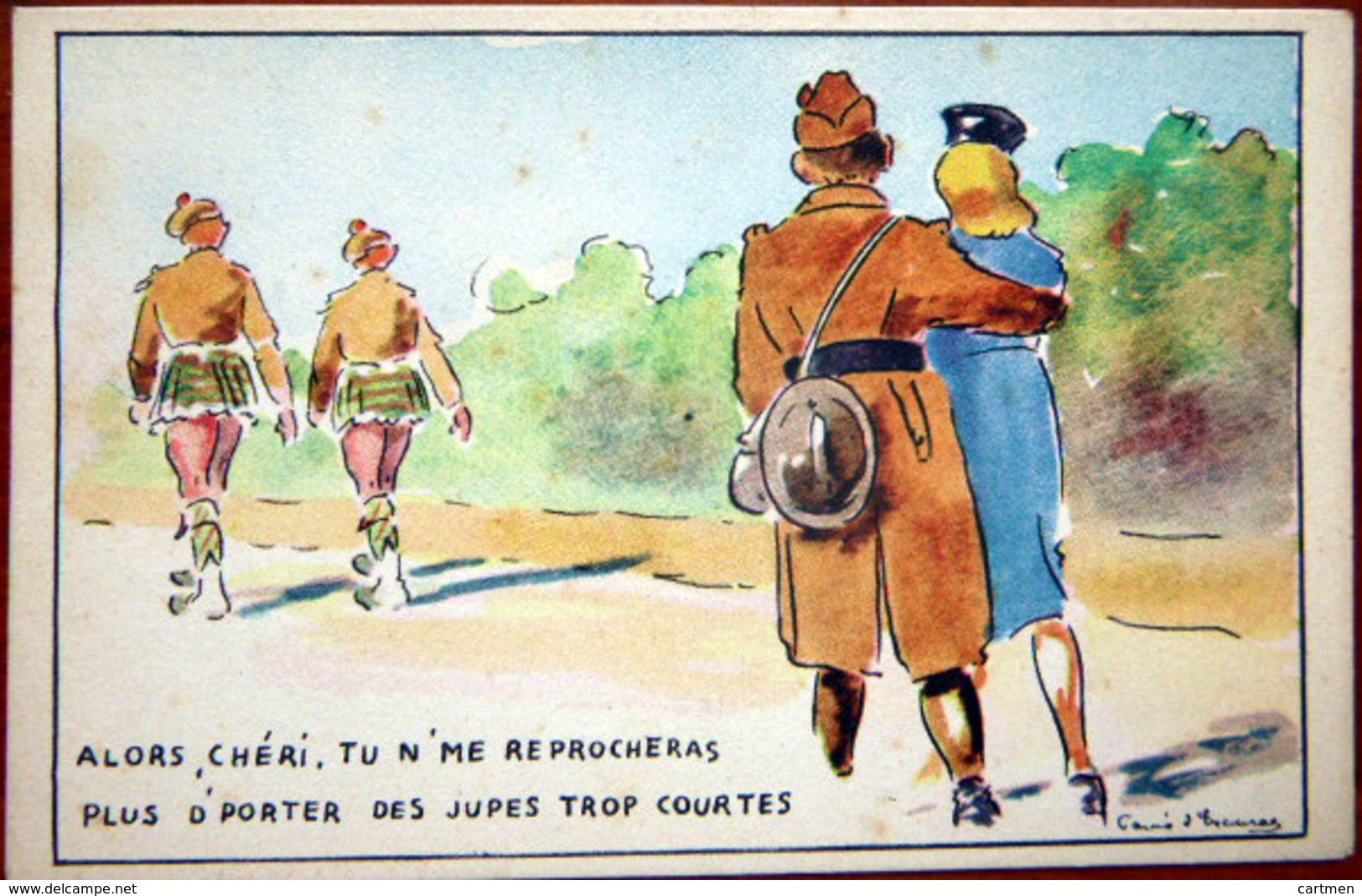 LES ECOSSAIS  EN JUPE HUMOUR TROUPIER 1950 ILLUSTRATION DE GAVIS D'ESCURAS - Autres & Non Classés