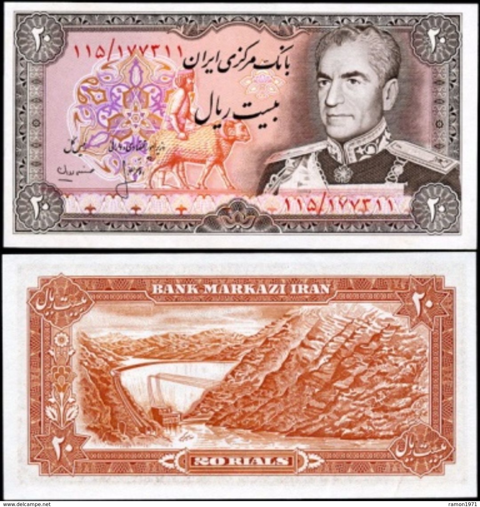 Iran 20 Rials 1974 UNC - Iran