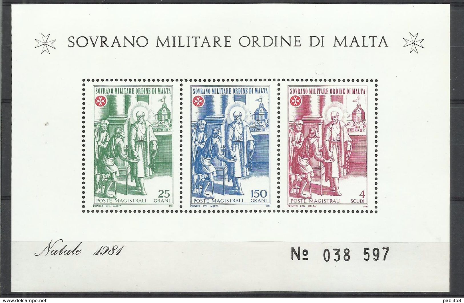 SMOM SOVRANO ORDINE MILITARE DI MALTA 1981 NATALE CHRISTMAS NOEL WEIHNACHTEN BLOCK SHEET BLOCCO FOGLIETTO MNH - Malte (Ordre De)