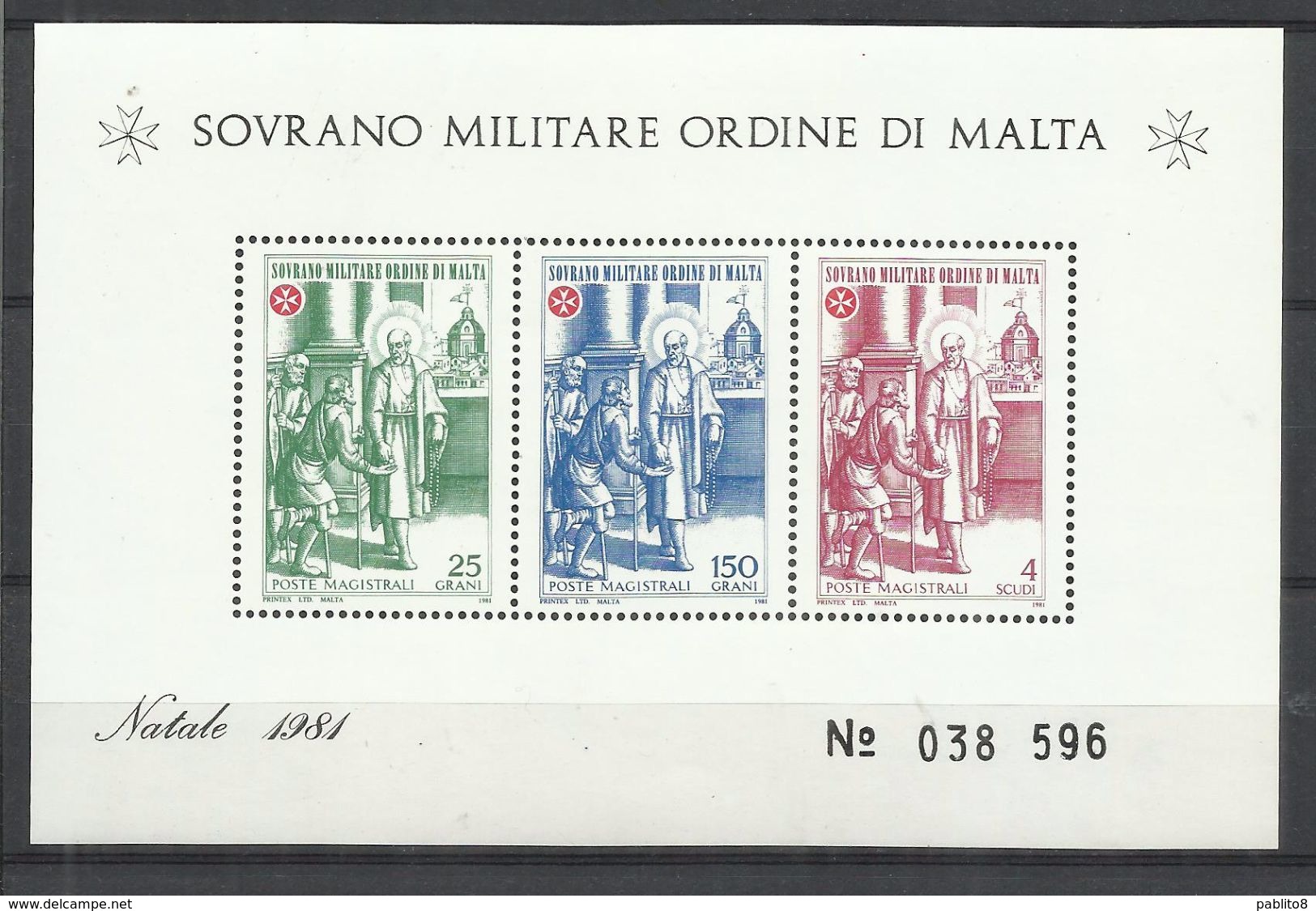 SMOM SOVRANO ORDINE MILITARE DI MALTA 1981 NATALE CHRISTMAS NOEL WEIHNACHTEN BLOCK SHEET BLOCCO FOGLIETTO MNH - Malte (Ordre De)