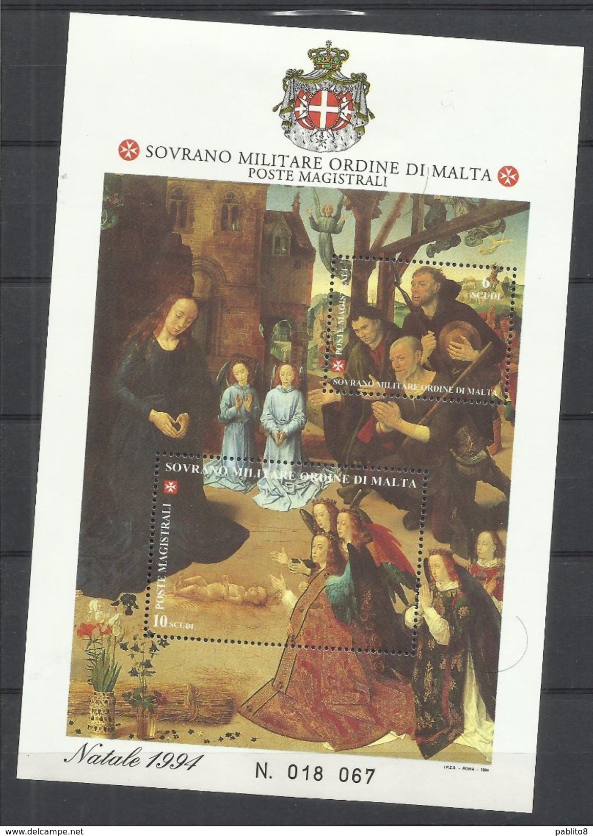 SMOM SOVRANO ORDINE MILITARE DI MALTA 1994 NATALE CHRISTMAS NOEL WEIHNACHTEN BLOCCO FOGLIETTO BLOCK SHEET MNH - Malte (Ordre De)