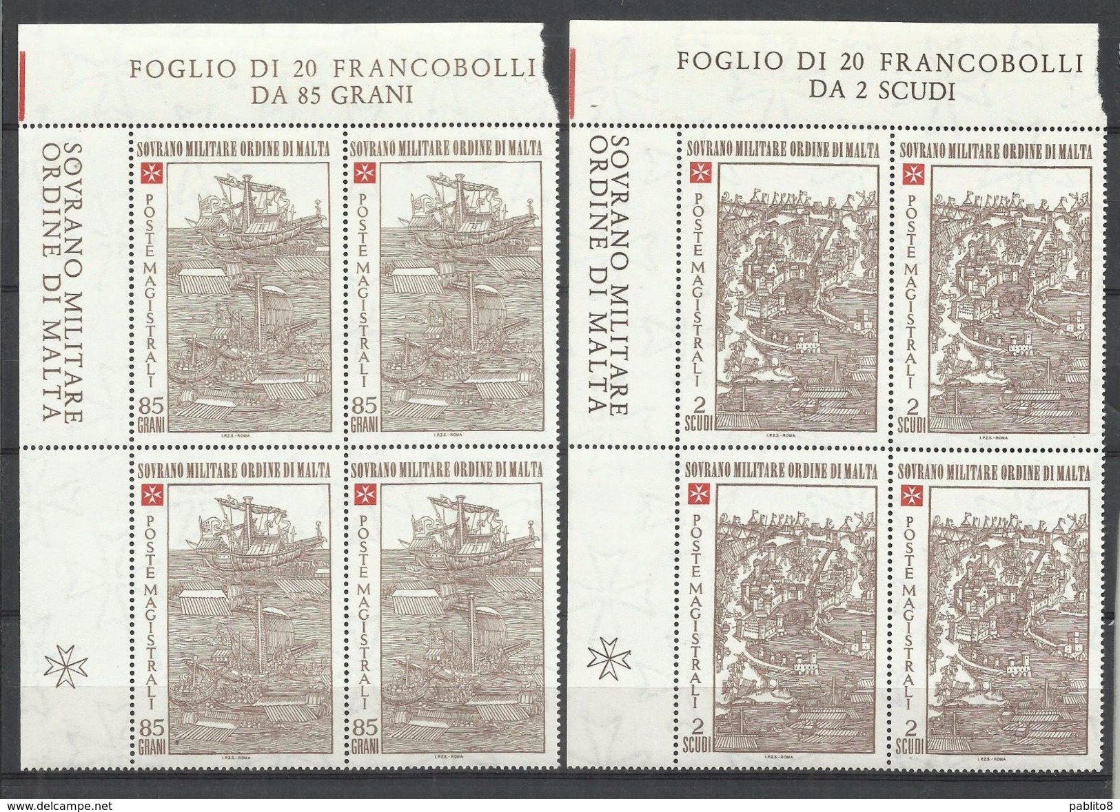 SMOM SOVRANO ORDINE MILITARE DI MALTA 1980 CENTENARIO ASSEDIO DI RODI SERIE COMPLETA COMPLETE SET QUARTINA BLOCK MNH - Malte (Ordre De)