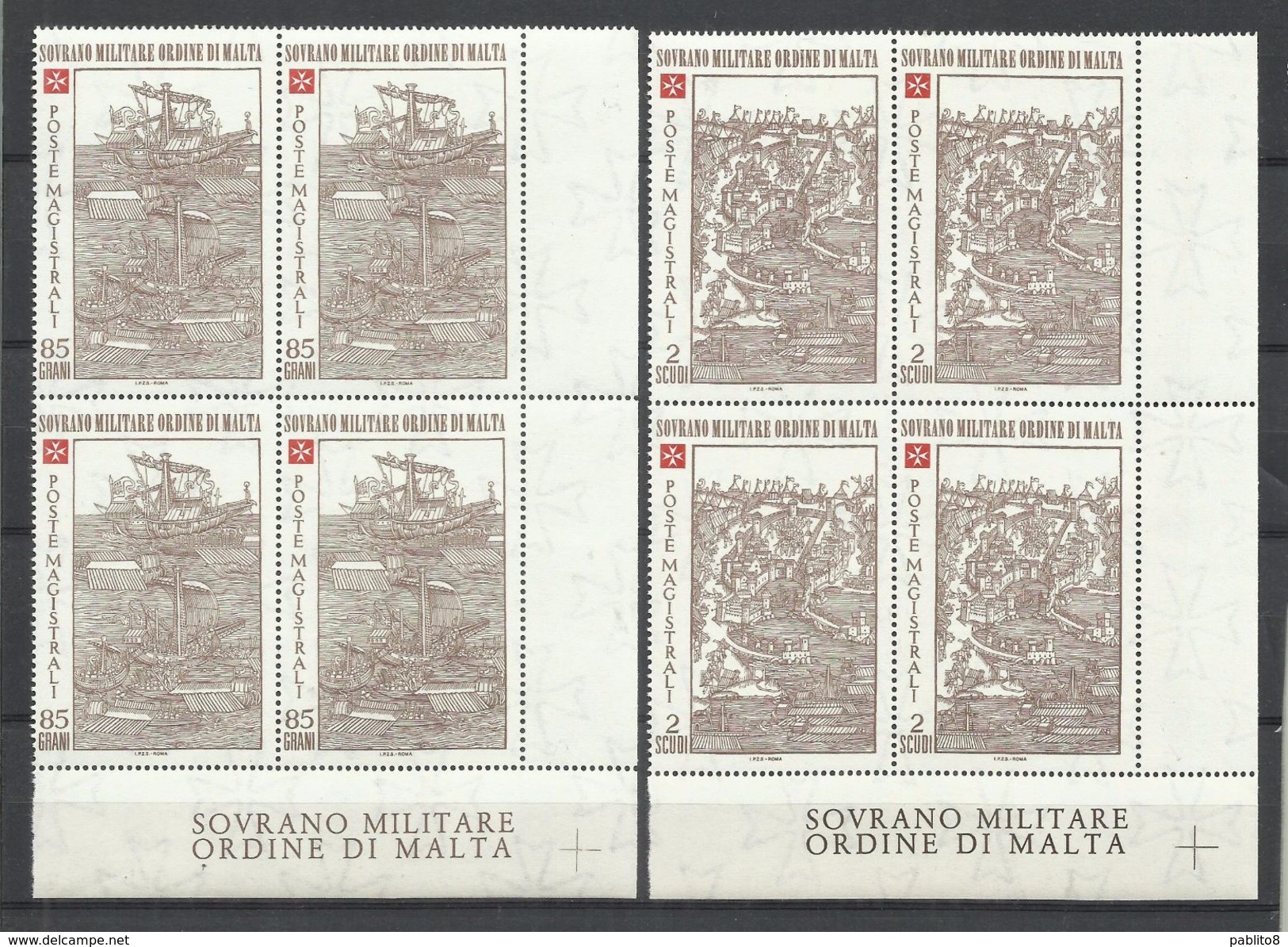 SMOM SOVRANO ORDINE MILITARE DI MALTA 1980 CENTENARIO ASSEDIO DI RODI SERIE COMPLETA COMPLETE SET QUARTINA BLOCK MNH - Malte (Ordre De)