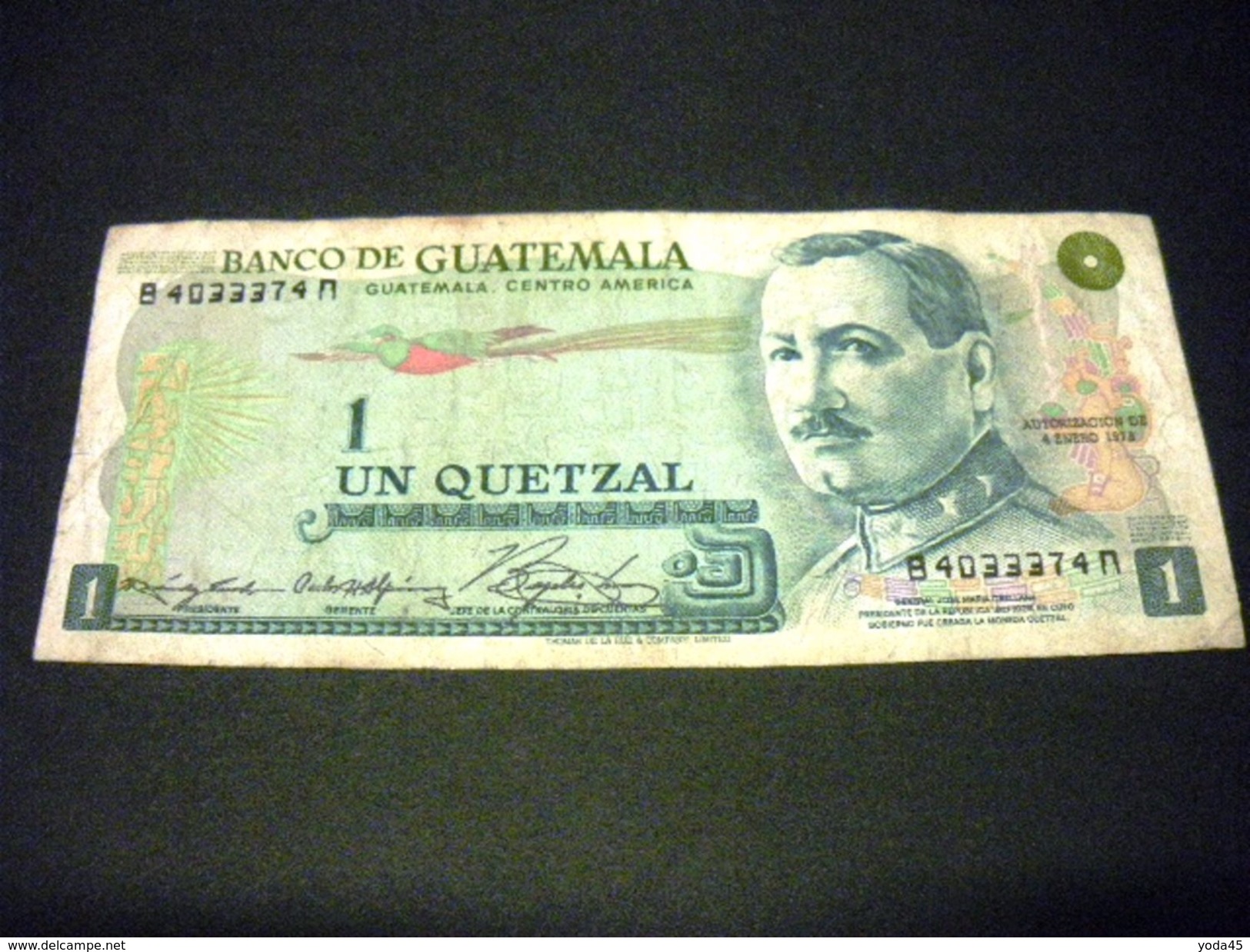 GUATEMALA 1 Quetzal 04/01/1978 , Pick N° 59 C , GUATEMALA - Guatemala