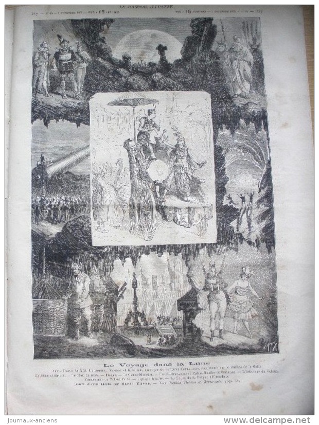 1875 LE VOYAGE SUR LA LUNE OFFENBACH / STATUE DE LAMARTINE / LA CONCIERGERIE / LE JOURNAL ILLUSTRÉ - 1850 - 1899