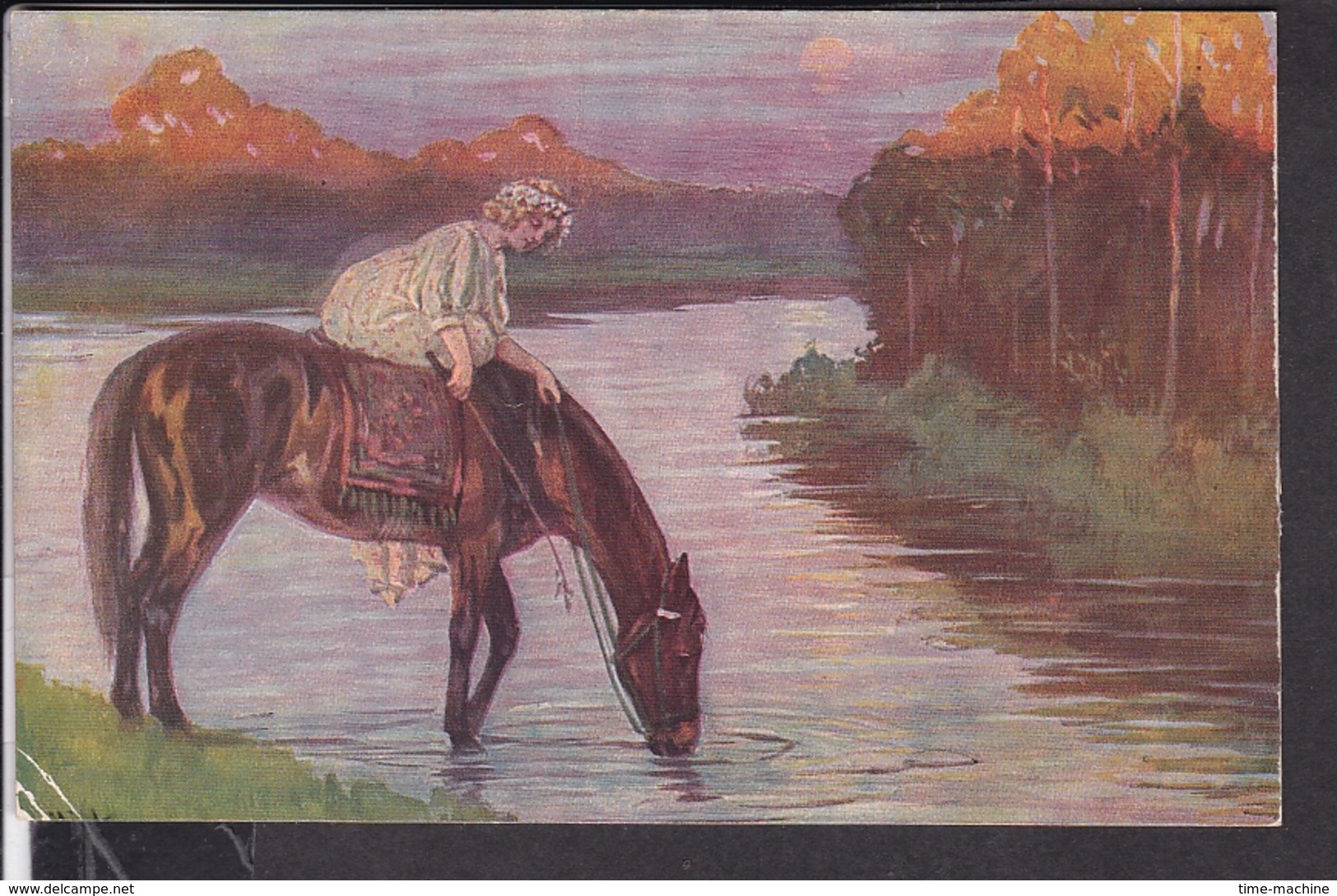 Künstlerpostkarte  A.Mailick  " Am Wasser " , Pferd - Mailick, Alfred