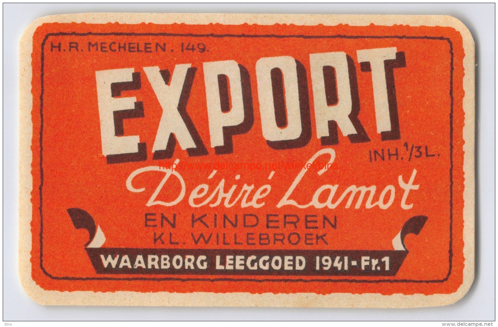 Brouwerij Désiré Lamot En Kinderen - Willebroeck - Export - Bière