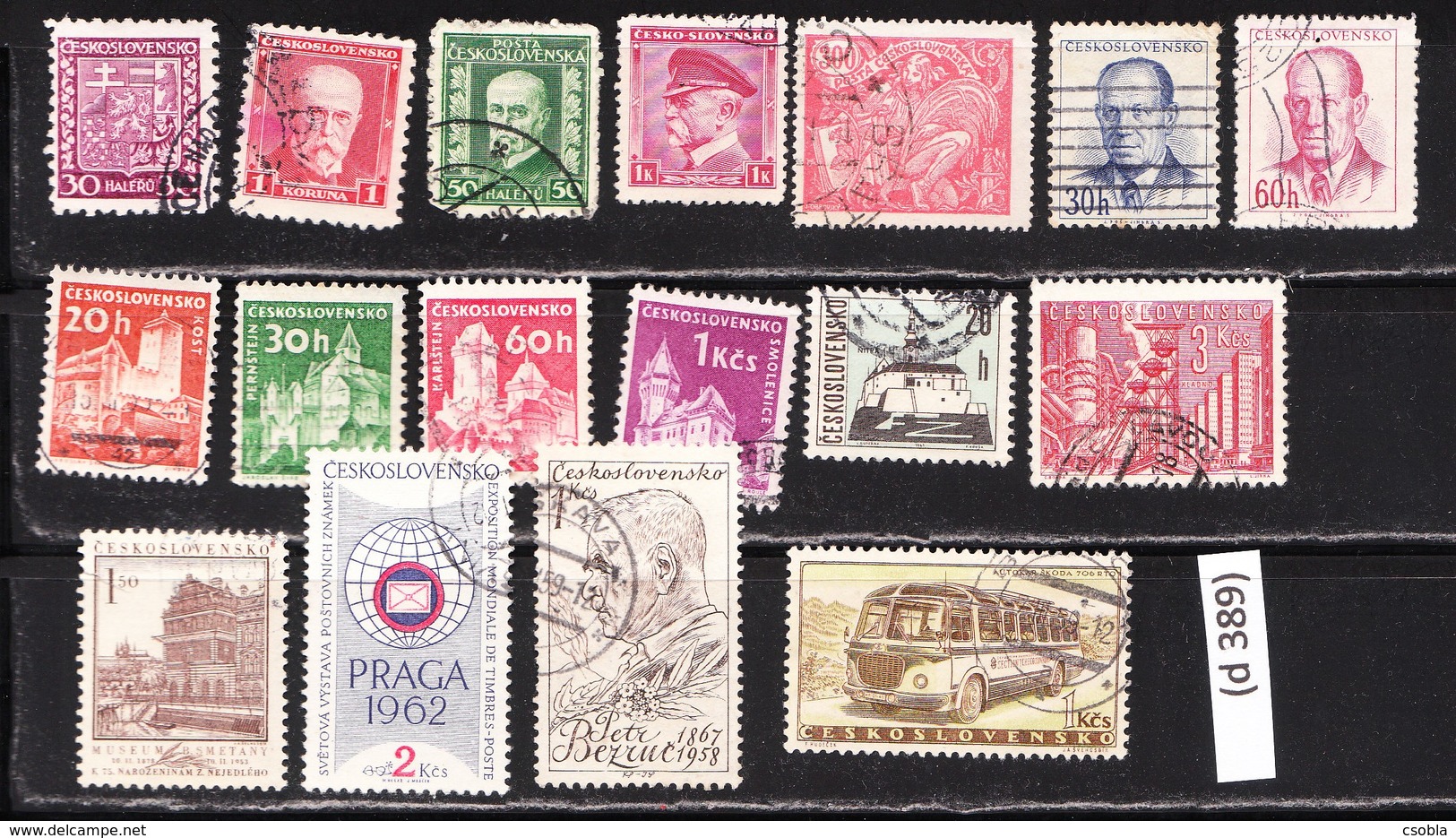 Czechoslovak Stamped Stamp Collection, 17 Pieces (d 389) - Collections, Lots & Series