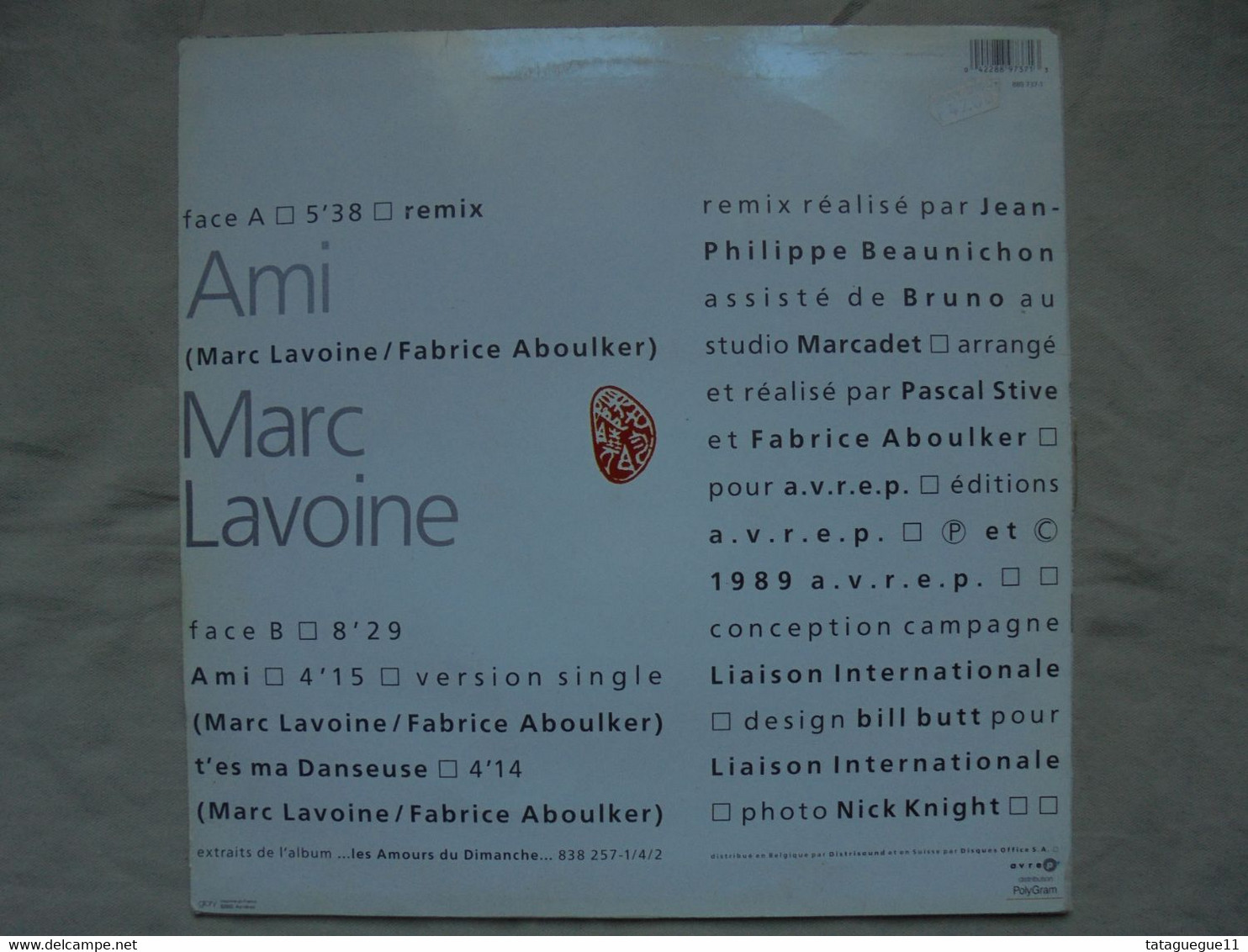 Disque Vinyle Maxi 45 Tours MARC LAVOINE Ami - 45 Toeren - Maxi-Single
