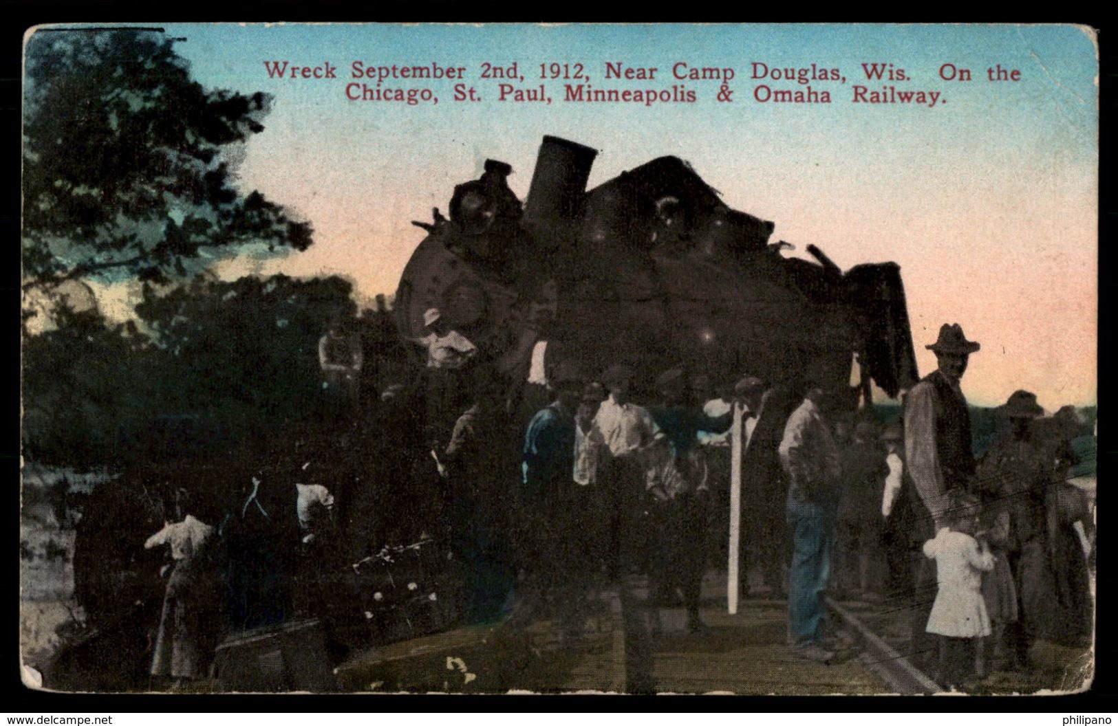 Train Wreck Sept 2 1912 Near Camp Douglas Wi Chicago St Paul Minn & Omaha Railway   --  -ref 2682 - Trains