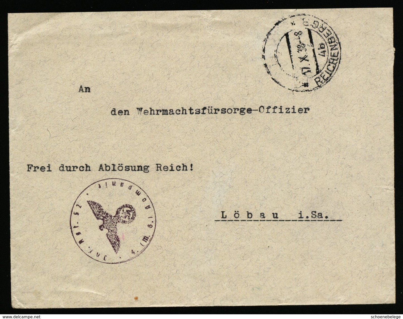 A4852) Sudetenland Brief Reichenberg 17.10.38 Übergang - Région Des Sudètes