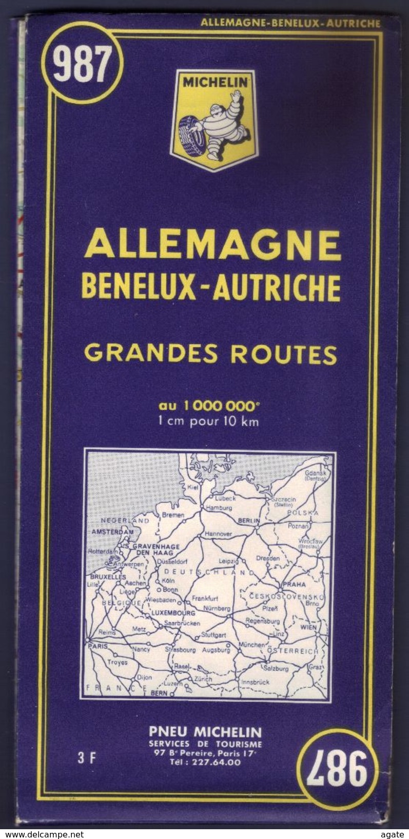 Carte Michelin 987 Allemagne Bénelux Autriche - Edition 1967 - Cartes Routières