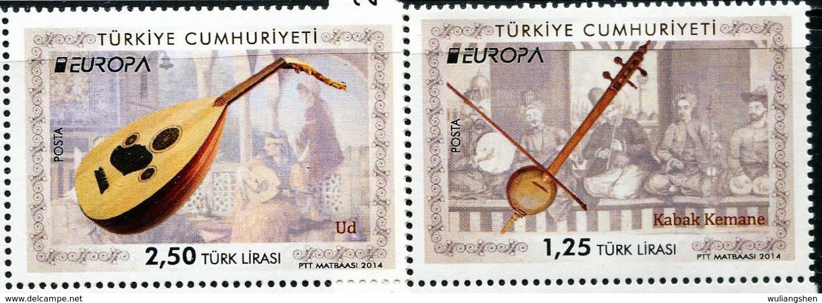 XD0419 Turkey 2014 Europa Musical Instrument 2V MNH - 2014