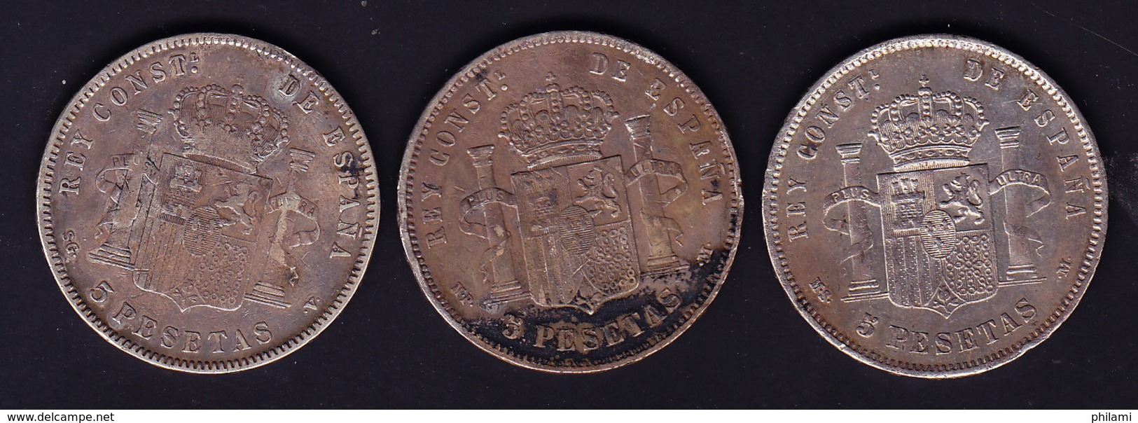 ESPAGNE, 1 PIECE D ALFONSO XII ET 2 D ALFONSO XIII, SILVER.  (7P25 ) - Monedas Provinciales