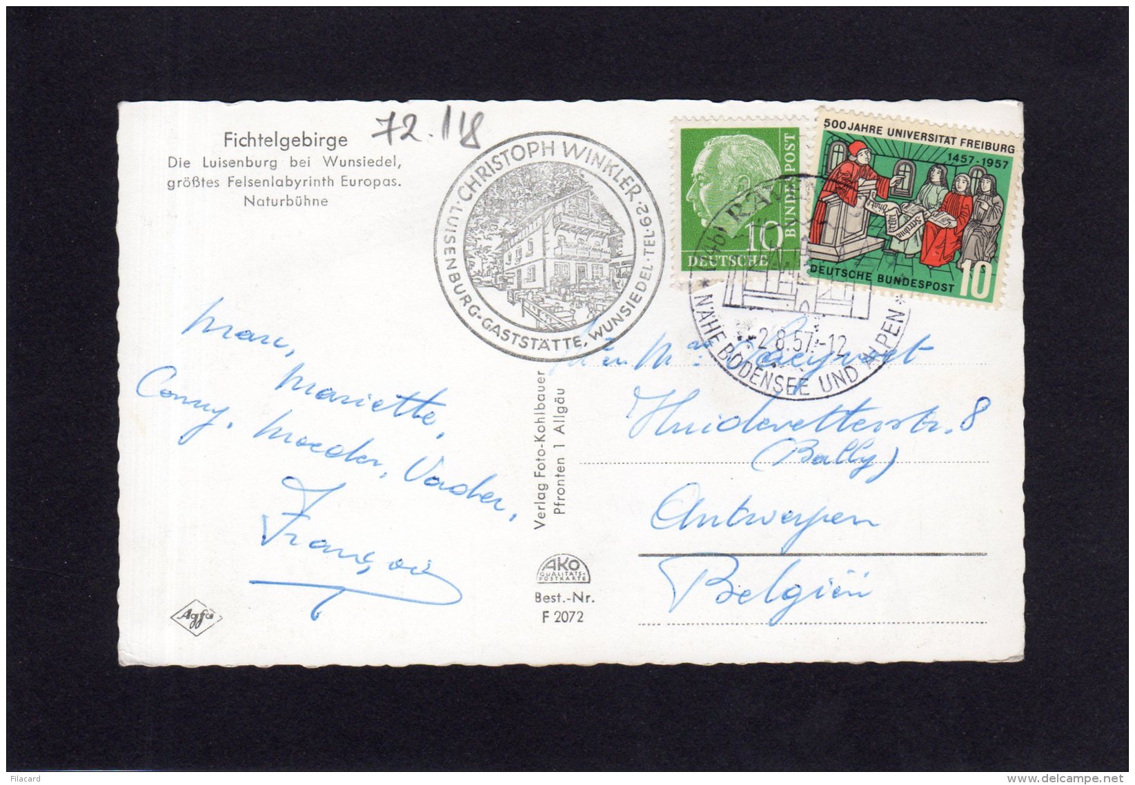 72118    Germania,   Fichtelgebirge,  Luisenburg -  Naturbuhne,  VG  1957 - Wunsiedel