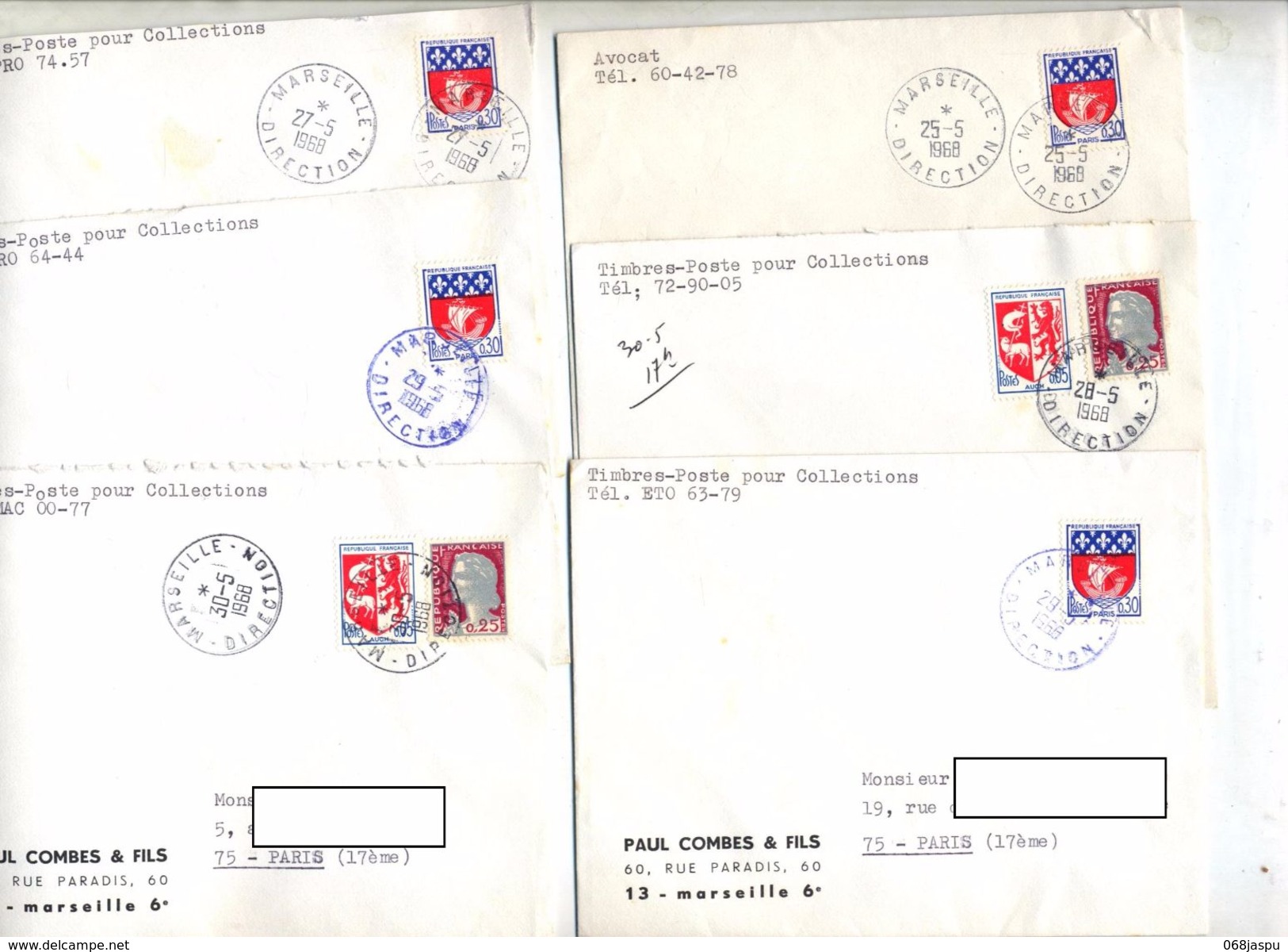 Lot 8 Lettre Cachet Marseille Direction - Cachets Manuels