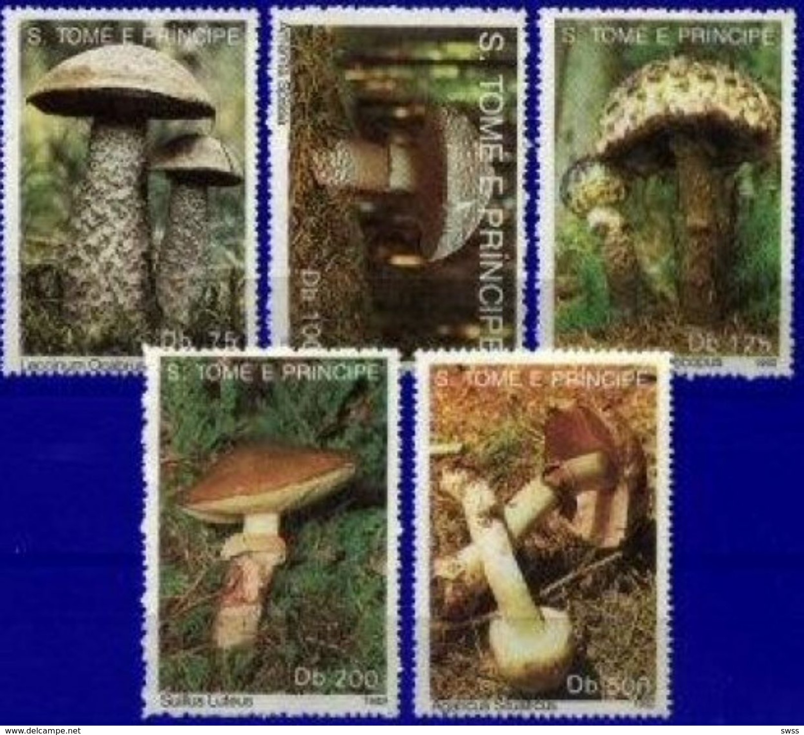 SAO TOME AND PRINCIPE, 1992, FLORA, MUSHROOMS, R#969-73, YV#, MNH - Champignons