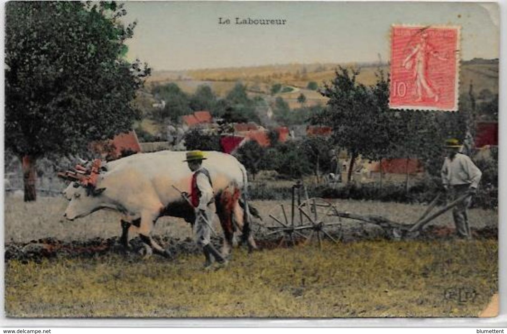 CPA  Attelage Campagne Travaux Des Champs Métier Ciculé Laboureur - Spannen