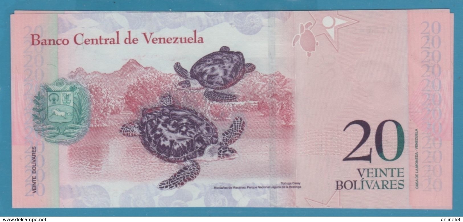 VENEZUELA 20 Bolivares 24.05.2007 Serie F 15156491  P# 91b TORTUES - Venezuela