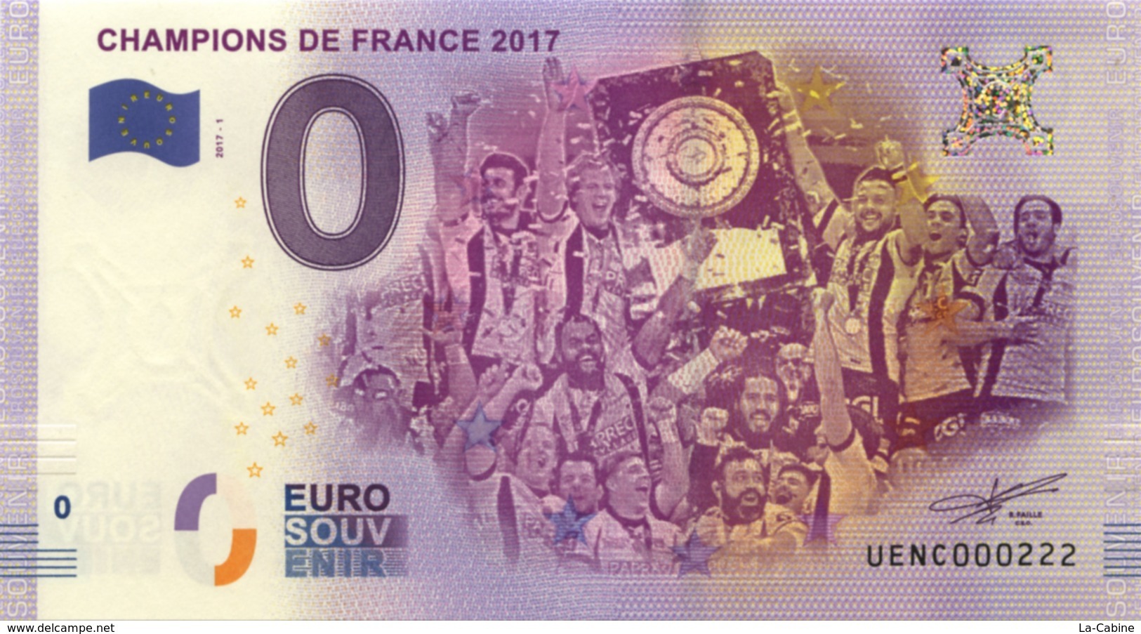 63 CLERMONT FERRAND STADE MICHELIN CHAMPION DE FRANCE BILLET ZERO EURO SOUVENIR 2017 BANKNOTE BANK NOTE PAPER MONNAIE - Sonstige & Ohne Zuordnung