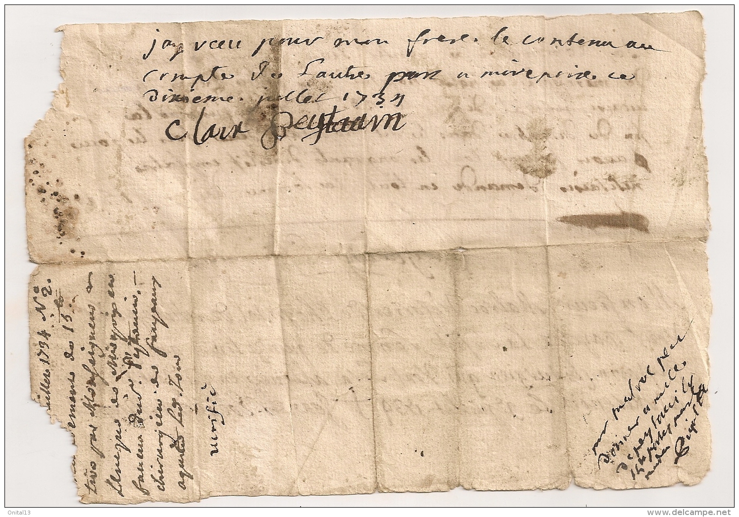 1734 ACCORD DE PAIEMENT DE EVEQUE DE MIREPOIX JEAN FRANCOIS BOYER (AUTOGRAPHE) POUR CHIRURGIEN PEYTAVIN FANJEAUX - Documents Historiques