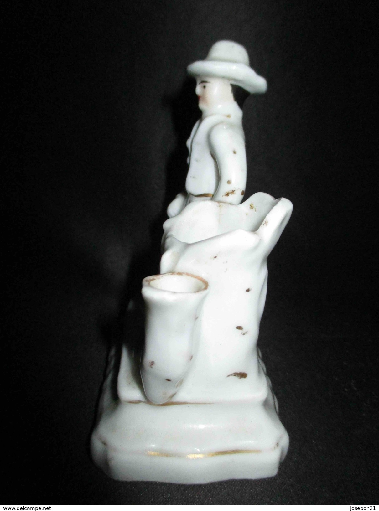 Ancien Encrier En Porcelaine De Vieux Paris Homme Debout XIX ème - Tintenfässer