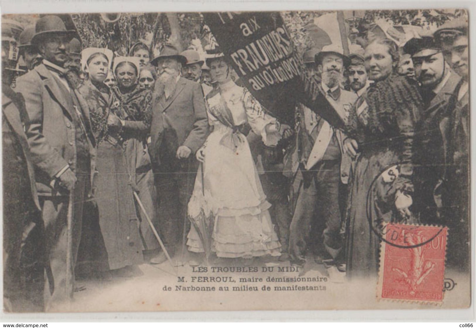 11 Narbonne 1907 Manifestations Viticoles Ferroul Maire Démissionnaire Et Manifestants Beau Plan TB Animée éditeur ELD - Narbonne