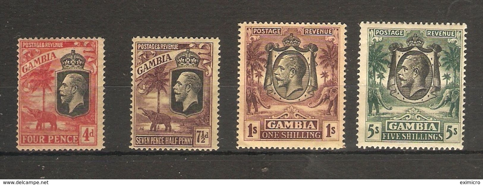 GAMBIA 1922 WATERMARK MULTIPLE CROWN CA SET OF 4 SG 118/121 MOUNTED MINT Cat £130 - Gambie (...-1964)