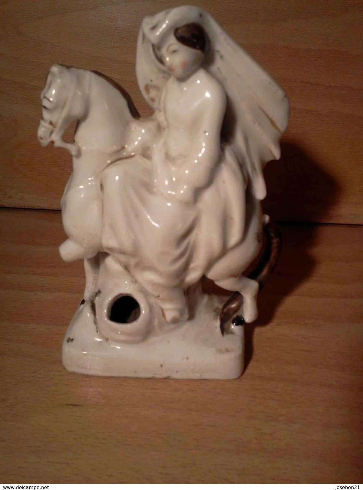 Ancien Encrier Porcelaine Vieux Paris Cavalière Fin XIX ème - Tinteros